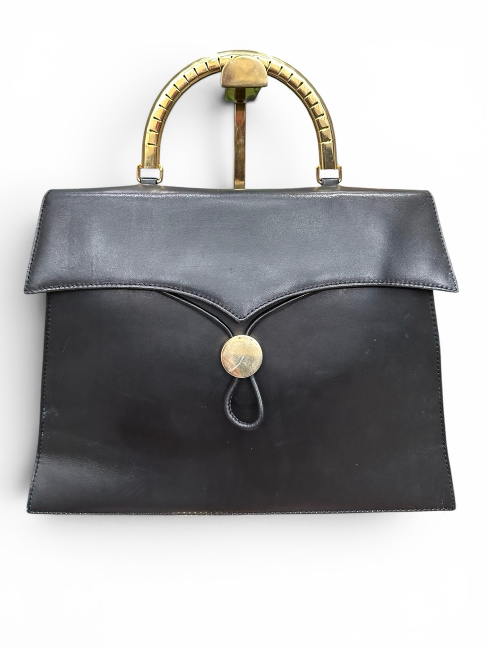 Vintage Bally Black Leather Top Handle Bag | Made in Spain | Late 70s–Early 80s